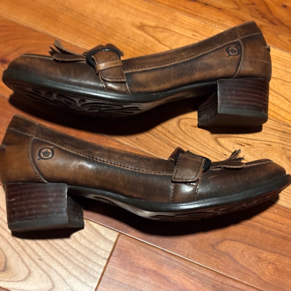 Born Lissette Brown Leather Flats with Kiltie Fringe Size 7.5 - Picture 6 of 10